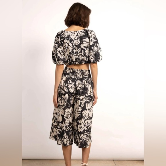 Bluebird Canyon Cade Midi Dress size Small color is black & ivory elastic waist - Picture 2 of 14